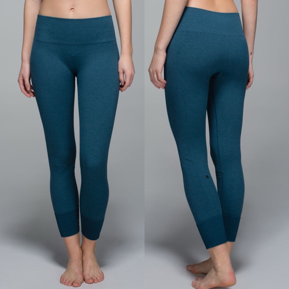 Lululemon Ebb To Street Compression Pants Leggings Teal Blue Alberta Lake Size 6
